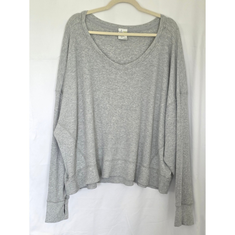OFFLINE by Aerie Wow Waffle Knit Oversized Top XL Long Sleeves Thumbholes Gray - Picture 14 of 14